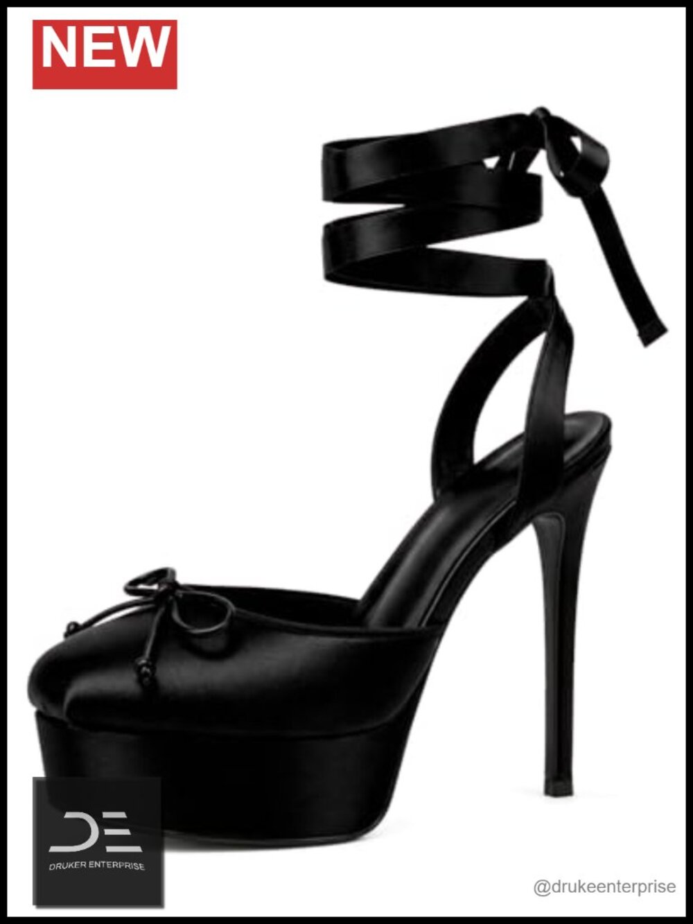 Ballet Inspired Platform Heels Lace Up Bow Stiletto Sandals Ankle Wrap Dress